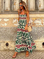 Stunncal Printed Halter Beach Resort Dress(3 Colors)