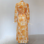 Stunncal Printed Lace-Up Loose Maxi dress