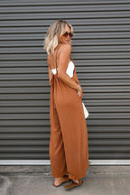 Stunncal Have A Little Fun Pocketed Tie Jumpsuit