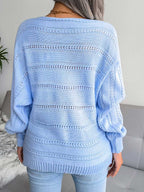 Stunncal Casual Pierced Patchwork Off the Shoulder Sweater(3 Colors)