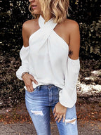 Stunncal Criss Cross Halter Solid Sleeveless Top