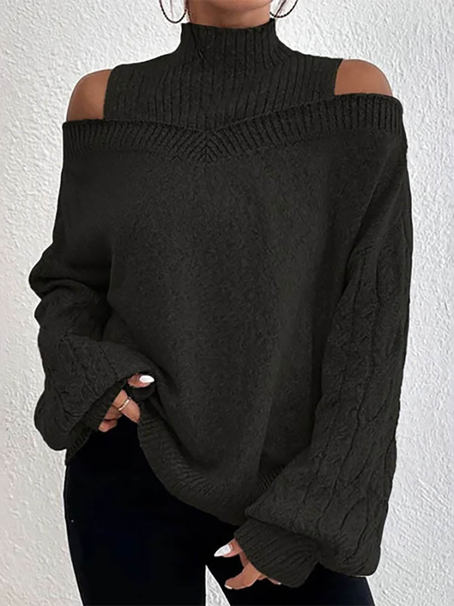 Stunncal Drop Shoulder Lantern Sleeve Sweater