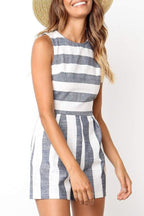 Stunncal Sleeveless Striped Romper(3 Colors)