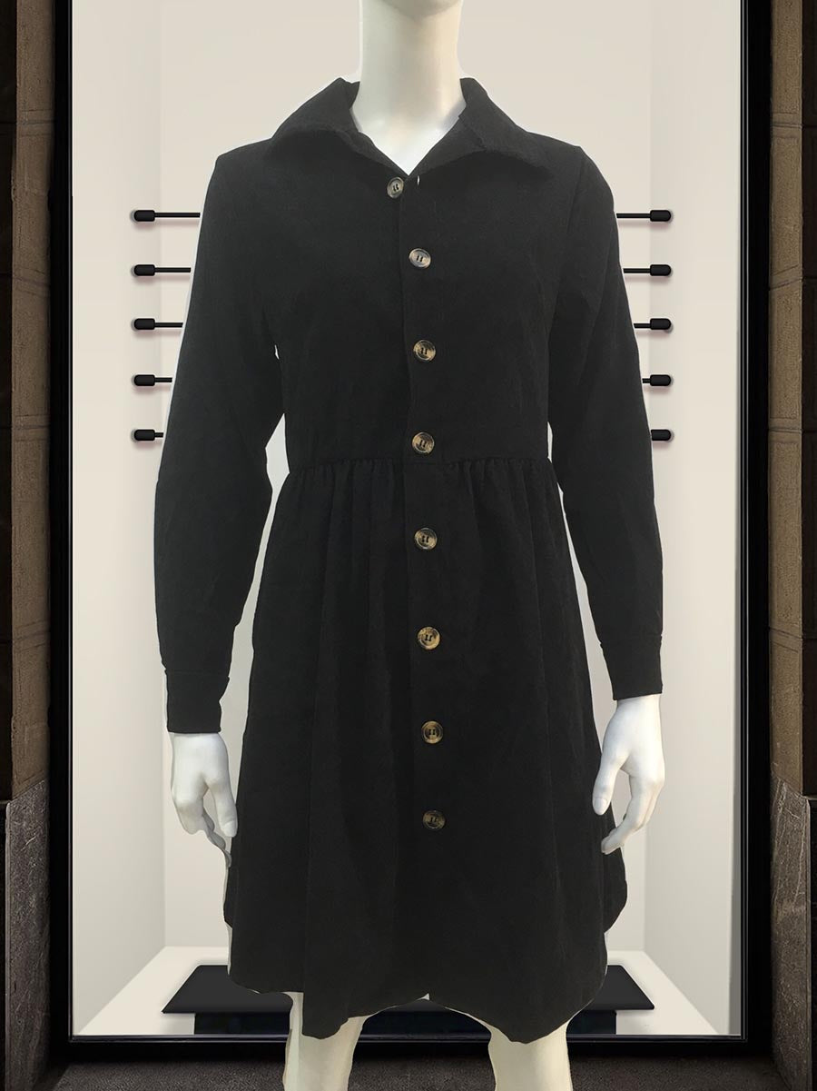 Stunncal Single-Breasted Long-Sleeved Dress(4 colors)