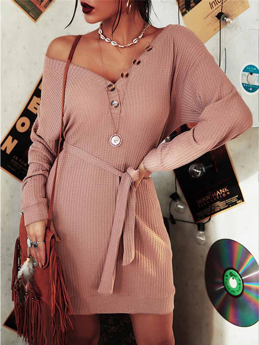 Stunncal Sexy Button Knot Dress