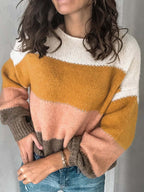 Stunncal Round Neck Striped Sweater