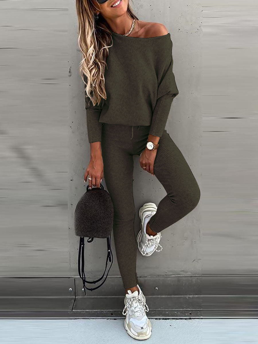 Stunncal Solid Color Casual Lace-Up Slouchy Suit(7 color)
