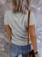 Stunncal Solid Color V-Neck Short Sleeve T-Shirt(7 colors)