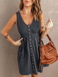 Stunncal Casual Buttons Vest Dress(9 Colors)