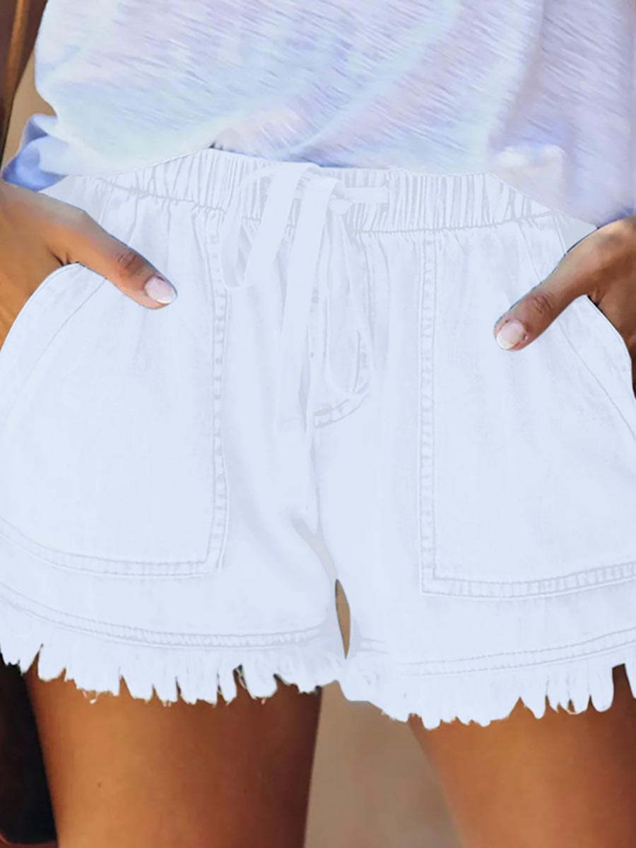 Stunncal Adjustable Tassel Pocket Shorts