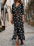 Stunncal Polka Dot Maxi Shirt Dress