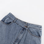 Stunncal Raw Hem High Slit Maxi Denim Skirt