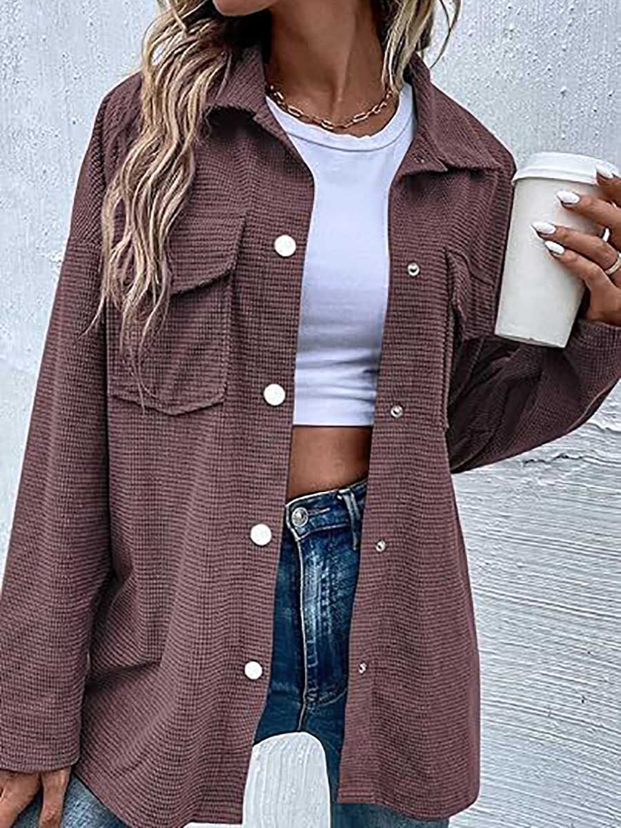 Stunncal Waffle Jacket Button Down Shirt