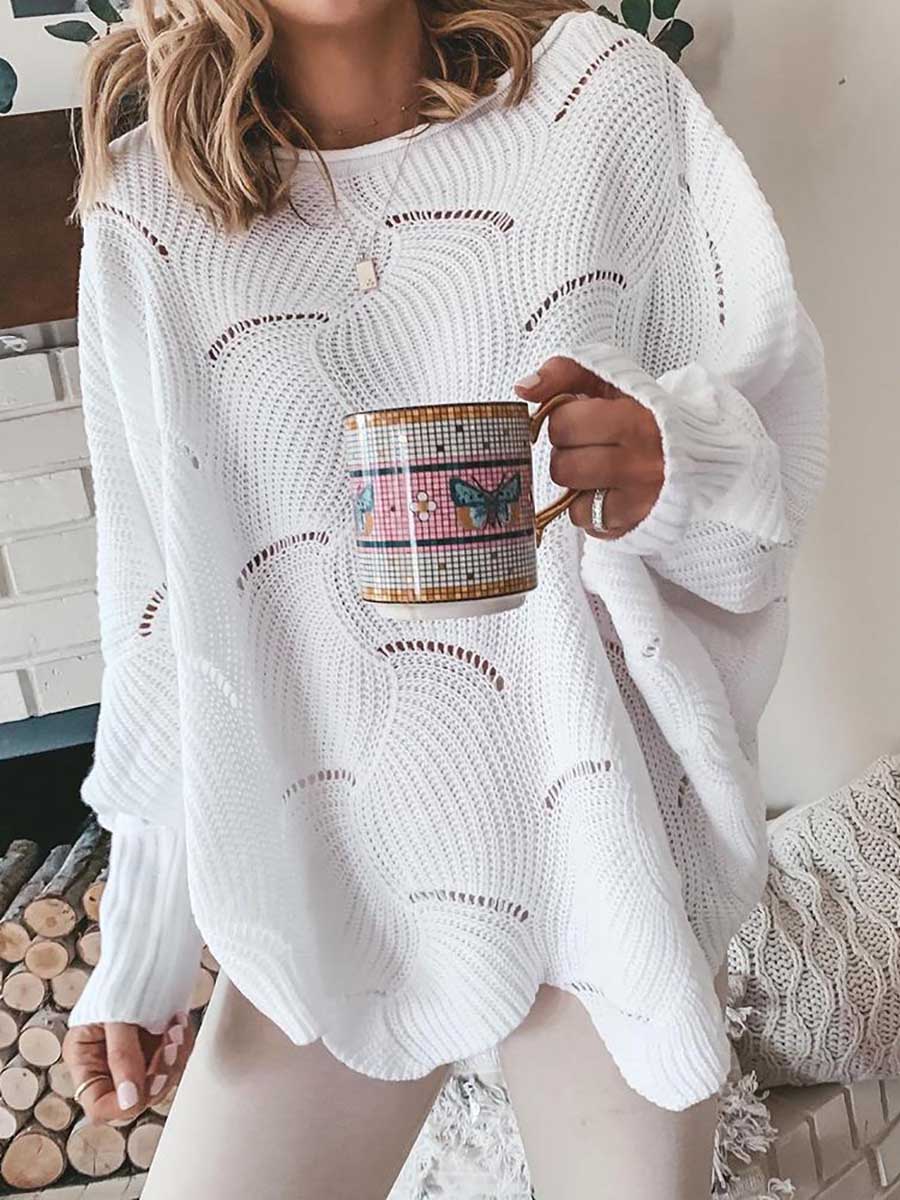 Stunncal Bat Sleeve Casual Loose Sweater Knit Sweater