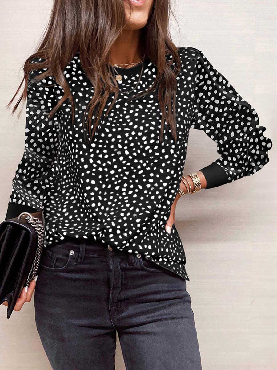 Stunncal Thin Printed Long Sleeve Loose Sweatshirt