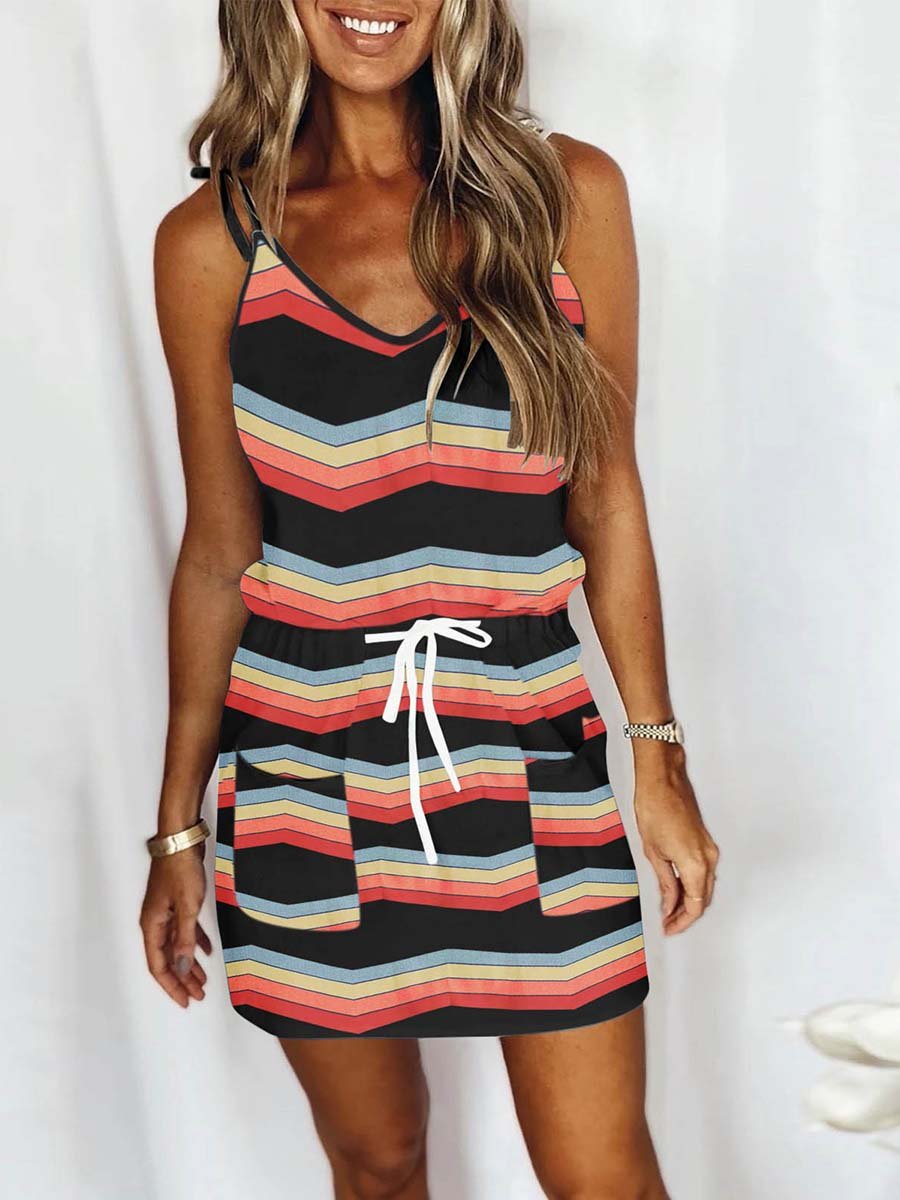 Stunncal Drawstring Pocket Sleeveless Dress